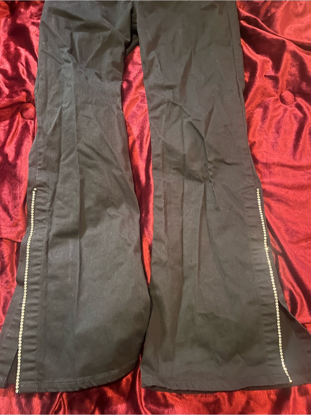 Vintage Y2K womens Pants with Side Rhinestone Trim